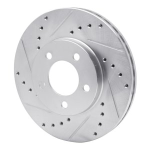 Ford Taurus Brake Rotor (1) - Front Left - R1 Concepts - Drilled & Slotted - Silver - `91-`00